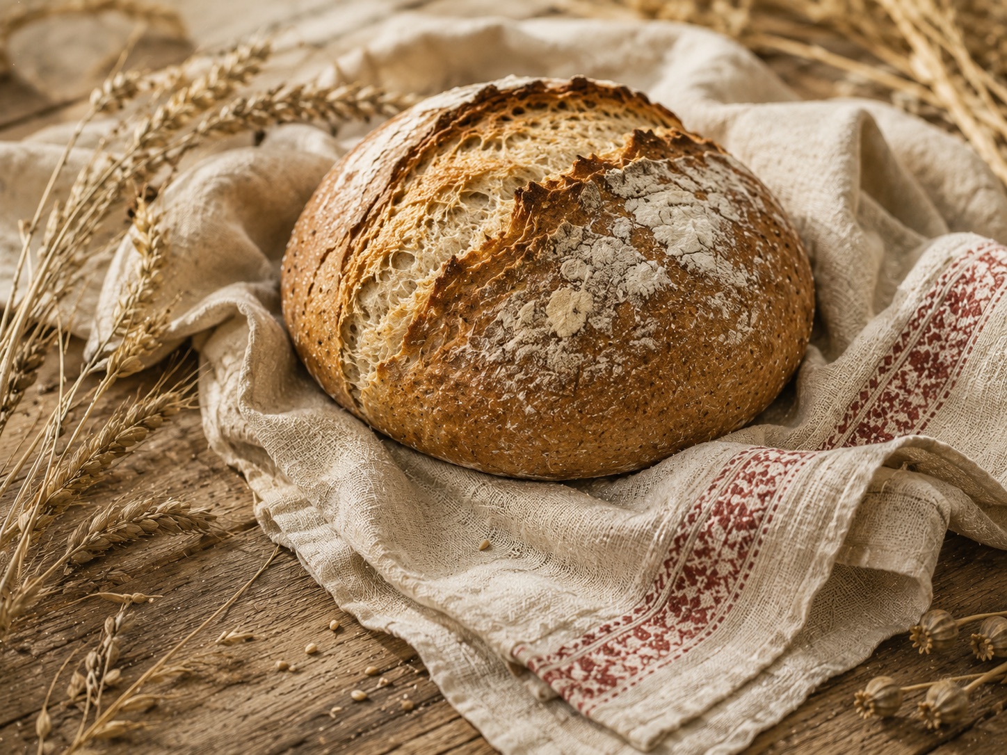 Bread on natural linen